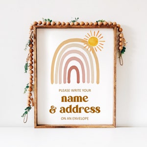 Regenbogen Sonnenschein Baby Shower Umschlag Station Schild Boho Baby Shower Sign Printable NICHT bearbeitbar 0118