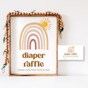 Neutrale regenboog babyshower luier loterij kaart en bord Sunshine babyshower Here Comes the Sun babyshower spel afdrukbare, niet bewerkbare 0118