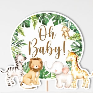 PRINTABLE Jungle Animals Centerpiece Jungle Baby Shower Oh Baby Safari Diaper Cake Decorations Cake Topper NOT Editable 0127