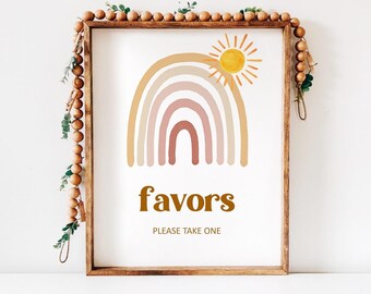 Neutral Rainbow Baby Shower Favor Sign Ray Of Sunshine Baby Shower Boho Sunshine Baby Shower Game Printable  0118