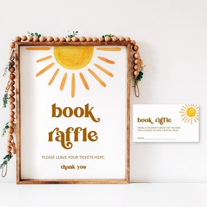 Sun babyshowerboek loterijtickets en bord hier komt de zoon Boho You Are My Sonshine babyshowerspel Afdrukbaar, NIET bewerkbaar 0118