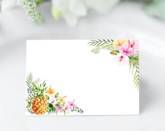 Luau Buffet étiquettes de nourriture Cartes de tente de nourriture Modèle de carte de lieu pour mariage tropical Imprimable 100 % modifiable en téléchargement immédiat A76 B74 C74