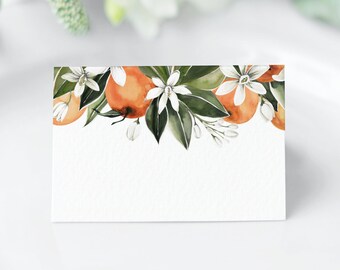 Orange Citrus Editable Place Cards Food Labels Tent Cards Printable Little Cutie Baby Shower Birthday Decor Corjl 0125