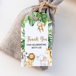 Jungle Baby Shower Favor Tags Safari Animals Baby Shower Thank You Tags Gift Tags Printable Gender Neutral NOT Editable A95 C94