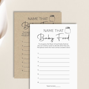 Name, dass Baby-Nahrung Guess Baby Food Baby Shower Spiel Druckbar Rustikal Boho Kraft Modern Minimal Woodland Baby Shower NICHT bearbeitbar C3