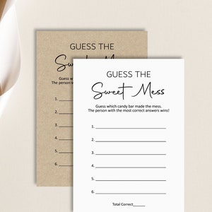 Guess The Sweet Mess Dirty Diaper Baby Shower Game Printable Rustic Boho Kraft Modern Minimal Woodland Baby Shower NOT Editable C3