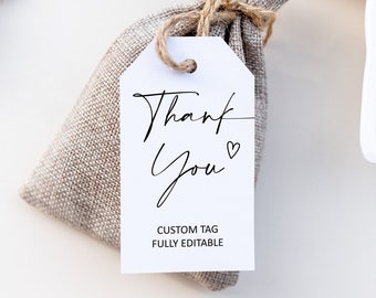 Editable Tags Minimalist Tag Custom Tag Template Wedding Favor Tag Gift Tag Thank You Tag Printable Corjl 0122