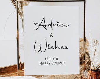 Advice For The Couple Card and Sign Wedding Advice Card Marriage Advice Card Printable B3