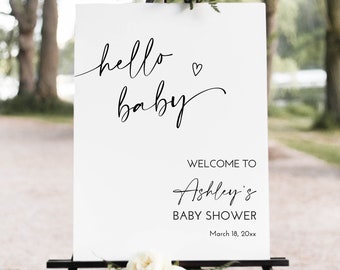 Bewerkbaar minimalistisch welkomstbord voor een babyshower, printbaar (Corjl 0122)