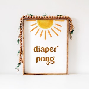 Sun Baby Shower Diaper Pong Game Sign Here Comes The Son Baby Shower Boho You are My Sunshine Baby Shower Game Printable NOT Editable 0118