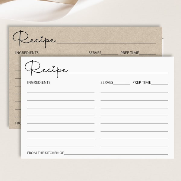 Recipe Cards Etsy