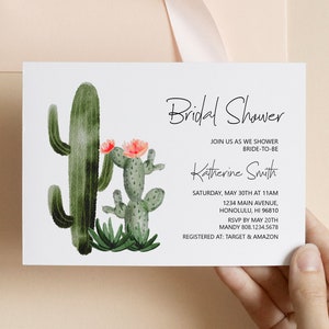 Succulent Cactus Bridal Shower Invitation Fiesta Bridal Shower Couples Shower Wedding Shower Invitation Personalized Printable Invite B94