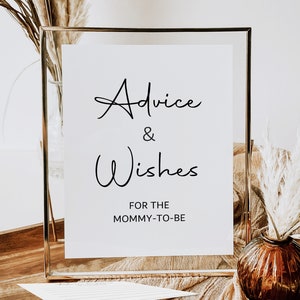 Minimalist Advice For Mommy To Be Baby Shower Advice Card & Sign Simple Calligraphy Rustic Boho Baby Shower Printable NOT Editable C3