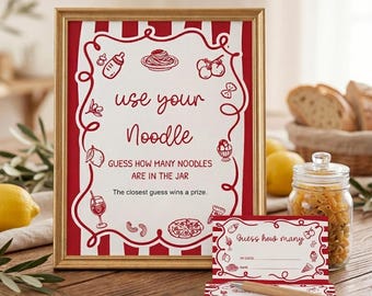 Italian Themed Guess How Many Game Cards & Sign, Ciao Baby Special Delivery Pasta Baby Shower Game Printable, Instant Download 0167