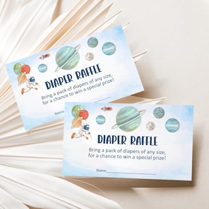 Biglietti della lotteria dei pannolini per baby shower nello spazio Baby shower nella galassia Pianeti dello spazio esterno Gioco per baby shower con astronauti Stampabile NON modificabile C13