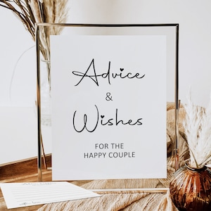Rat für das Paar Karte und Zeichen Hochzeit Advice Card Marriage Advice Card Printable NICHT bearbeitbar B3