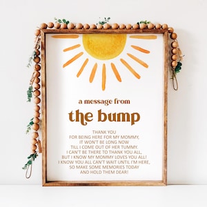 Sun Baby Shower Message From The Bump Sign Boho Sunshine Baby Shower Sign Printable 0118