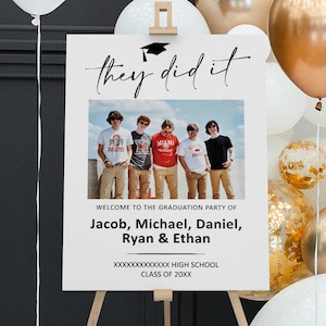 Editable Joint Graduation Welcome Sign They Did It Grad Party Sign Group Graduation Poster Printable Corjl Template 0143