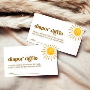 Boletos de rifa de pañales para baby shower Sun Here Comes The Sun Baby Shower You are My Sonshine Baby Shower Game Imprimible NO Editable 0118