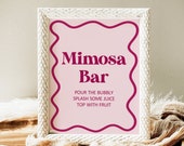 Mimosa Bar Sign Pink and Red Bridal Shower Retro Bridal Shower Bridal Brunch Sign Printable Wavy Border Bold Fuchsia NOT Editable B1 Il_170x135