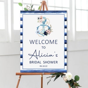 Nautical Welcome Sign Nautical Bridal Shower Anchor Last Sail Bachelorette Party Decorations Personalized Printable Sign B17 C97
