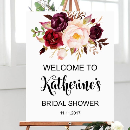 Burgundy Favor Sign Wedding Printable Boho Bridal Shower - Etsy