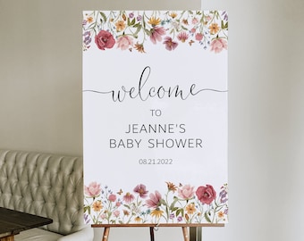 Custom Wildflower Welcome Sign Wildflower Baby Shower Baby In Bloom Baby Shower Floral Baby Shower Welcome Poster Printable File 0123