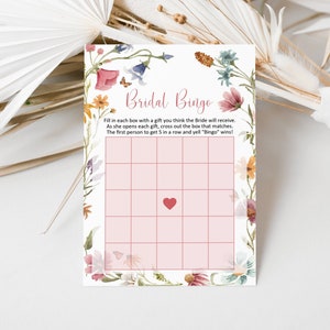 Wildflower Bridal Shower Bingo Juego Floral Bridal Shower Garden Tea Party Bridal Shower Juego Imprimible NO Editable 0123