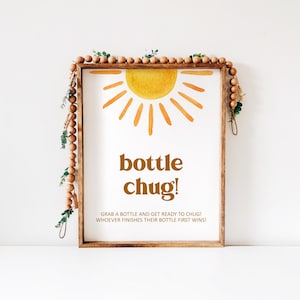 Sun Baby Shower Bottle Chug Game Sign Here Comes The Son You Are My Sonshine Boho Baby Shower Game Printable NOT Editable 0118