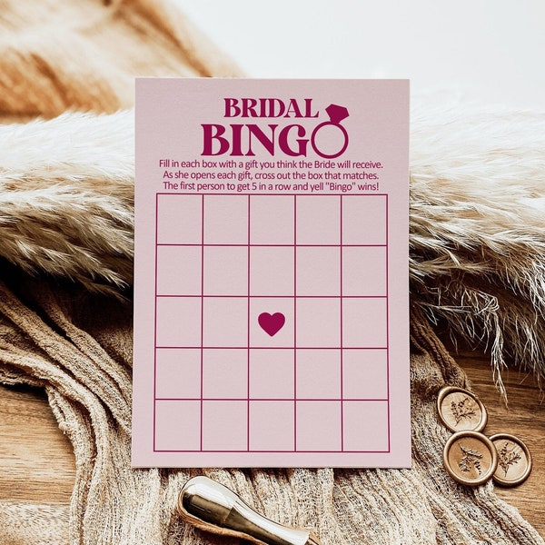 Bridal Bingo Card Retro Pink Bridal Shower Valentine Bridal Shower Game Wedding Shower Bingo Printable NOT Editable B1