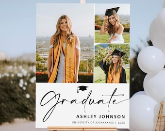 Editable Graduation Photo Collage Template Graduation Party Welcome Sign Graduation Poster Graduation Yard Sign Grad Party Decor Corjl 0143