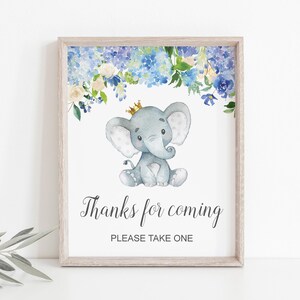 Elephant Baby Shower Thanks For Coming Sign Printable C77 image 1