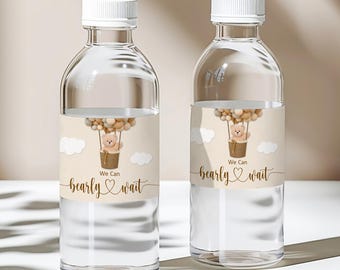 Teddy Bear Water Bottle Labels We Can Bearly Wait Bear Baby Shower Brown Bear Printable Labels Wrappers C14