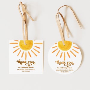 Sonne Baby Shower Favor Tags Sonne Geburtstag Dankeschön Tag Boho Sonnenschein Geburtstag Favor Sticker Label Printable Corjl 0118