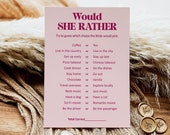 Would She Rather Game Pink and Red Bridal Shower Retro Bridal Shower Game Printable Who Knows the Bride Best Bold Fuchsia NOT Editable B1 Il_170x135