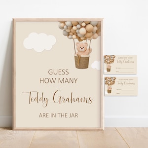Beer raad eens hoeveel beren spel Teddybeer babyshowerspel We kunnen niet wachten Babyshowerspel Afdrukbare bruine beer ballon NIET bewerkbaar C14