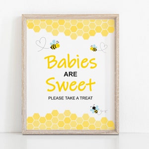 Letrero para baby shower de abejas, "Los bebés son dulces", "Abeja miel", "Abejorro", "Mami a abeja", "Letrero imprimible para baby shower" C61
