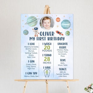 CUSTOM Outer Space Birthday Milestone Board First Trip Around The Sun Planets Galaxy Birthday Boy 1st Birthday Poster Sign Printable A13