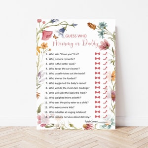 Wildflower babyshower mama of papa spel baby in bloei bloemen babyshower tuin babyshower spel afdrukbare niet bewerkbare 0123