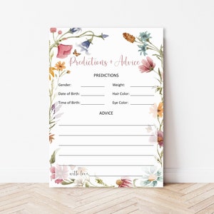 Spel voorspellingen en advies Wildflower babyshower Baby in bloei Bloemen babyshower Tuin Babyshowerspel Afdrukbaar, NIET bewerkbaar 0123