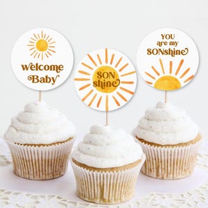 Sonne-Baby-Dusche Cupcake Toppers You Are My Sonshine Baby Shower Decor Printable 0118