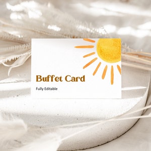 Sonne Sonnenschein Bearbeitbar Buffet Essen Karte Lebensmittel Etikett Tisch Zeltkarte Essen Schild Platzkarten Vorlage Corjl 0118