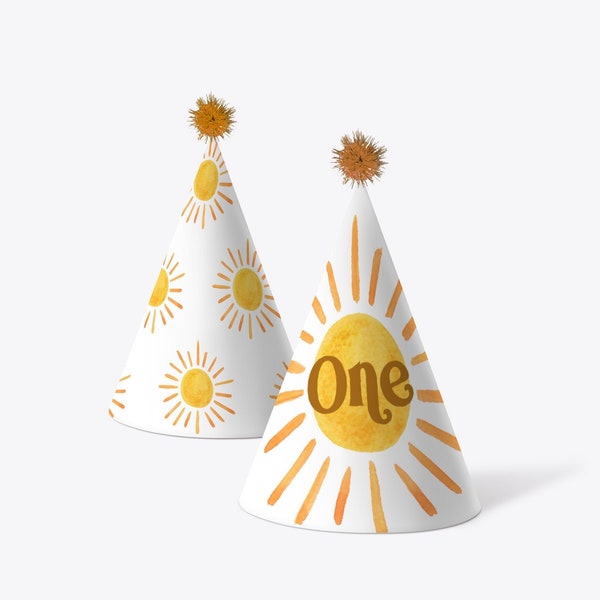 PRINTABLE Party Hats First Trip Around The Sun Birthday Decor You Are My Sunshine 1st Birthday Party Decorations NOT Editable 0118