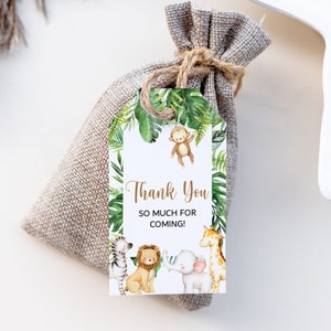 Safari Jungle Animals Thank You Tags Birthday Party Favor Tags Baby Shower Tags Gift Tags Printable NOT Editable 0127
