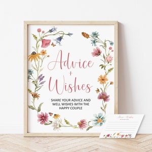 Wildflower Advice For The Bride and Groom Bridal Advice Card and Sign Wedding Advice and Wishes For The Couple Printable NOT Editable 0123