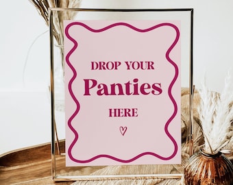 The Panty Game Retro Wavy Pink Bridal Shower Lingerie Shower Valentine Bridal Shower Game Sign Bachelorette Game Printable NOT Editable B1