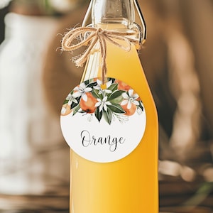Citrus Theme Mimosa Bar Juice Tags Orange Citrus Bridal Shower Baby Shower Momosa Bar Floral Juice Labels Drinks Labels NOT Editable 0125