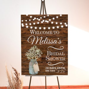 CUSTOM Bridal Shower Welcome Sign Printable Floral Welcome Sign Rustic Country Western Bridal Party Decor Digital File A74