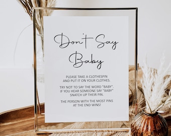 Don’t Say Baby Shower Game – Wooden Sign With 50 Clothespins, Gender Reveal & Party Decor - View #11