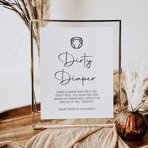 Dirty Diaper Game Minimalist Baby Shower Game Rustic Kraft Baby Shower Game Sign Printable NOT Editable C3
